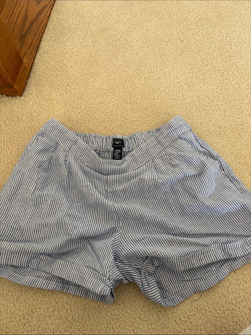 GAP kids High Waist Blue and White Pinstripe Shorts